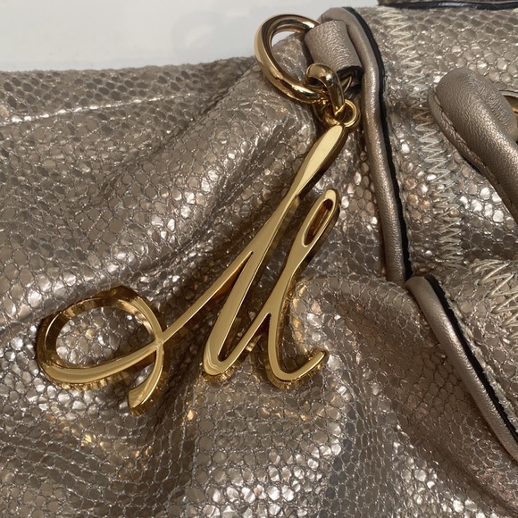 Milly New! Iridescent Handbag Bamboo Silver White Mermaid Snakeskin Shoulder Bag - Picture 5 of 13